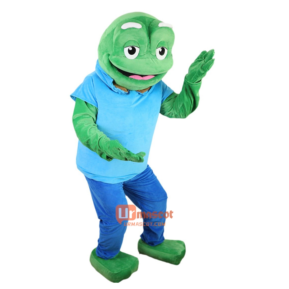 Sport Green Frog Cartoon Mascot Costume Plush with Mask