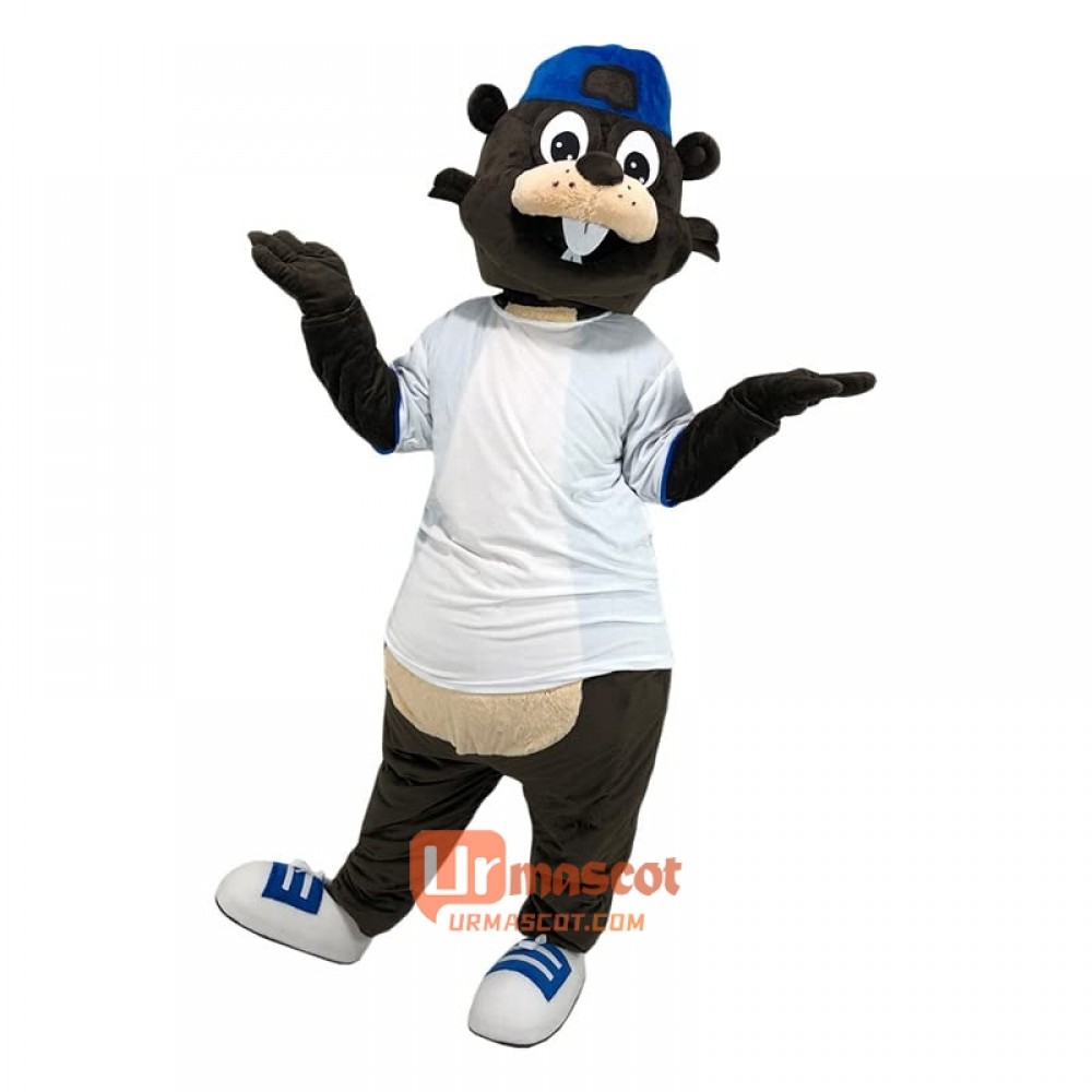 Sports Brown Beaver Castor Cartoon Mascot Costume Plush with Mask