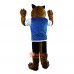Sporty Tiger in Blue Vest Cartoon Mascot Costume Plush with Mask