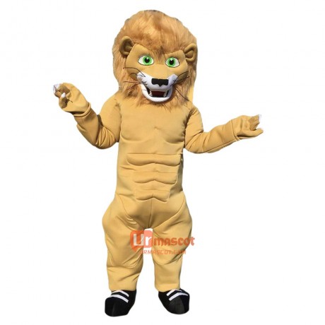 Strong Muscular Lion Cartoon Mascot Costume Plush with Mask