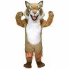 Tan Bobcat Cartoon Mascot Costume