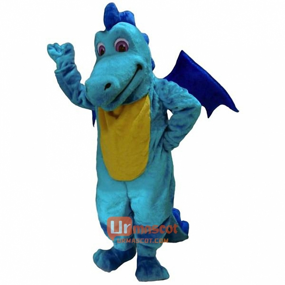 Turquoise Dragon Cartoon Mascot Costume