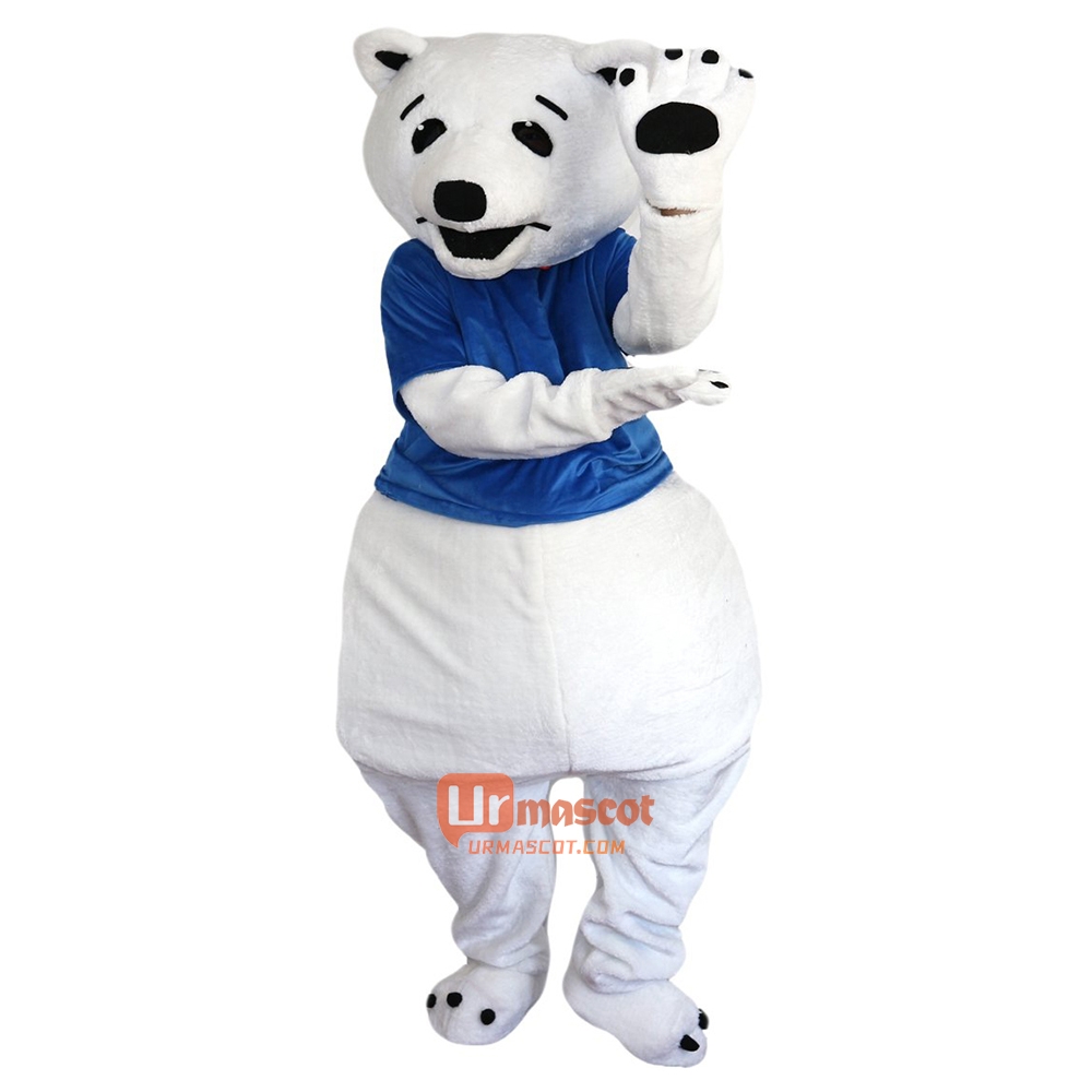 White Bear Cartoon Mascot Costume Plush with Mask