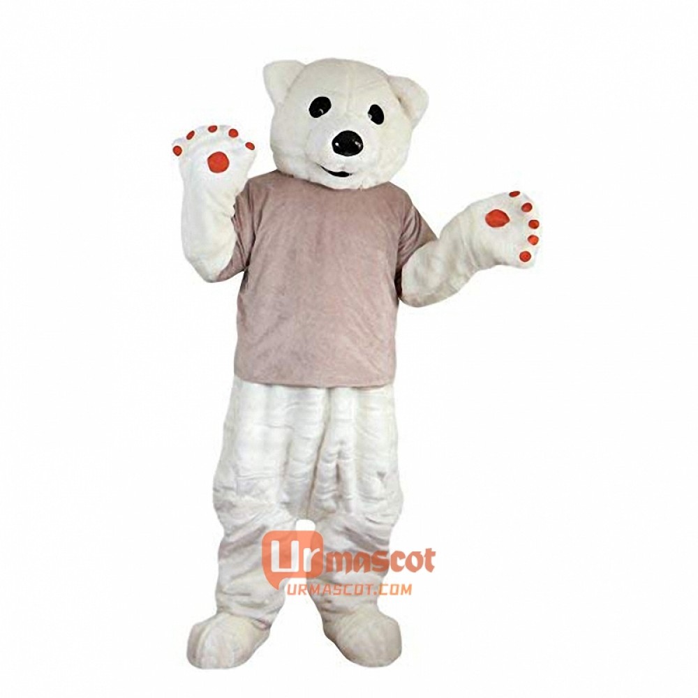 White Bear Cartoon Mascot Costume Plush with Mask