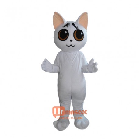 White Duomi Cat Mascot Cartoon Costume