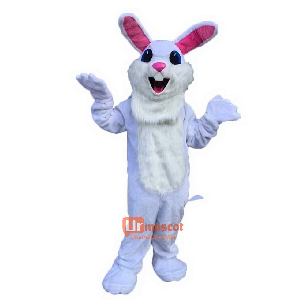 White Easter Bunny Cartoon Mascot Costume Plush with Mask