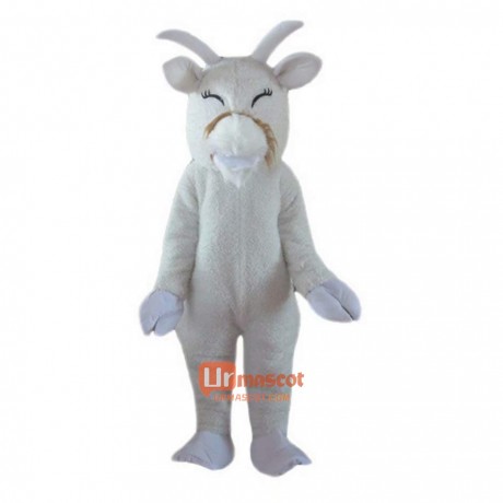 White Goat Cartoon Mascot Costume Plush with Mask