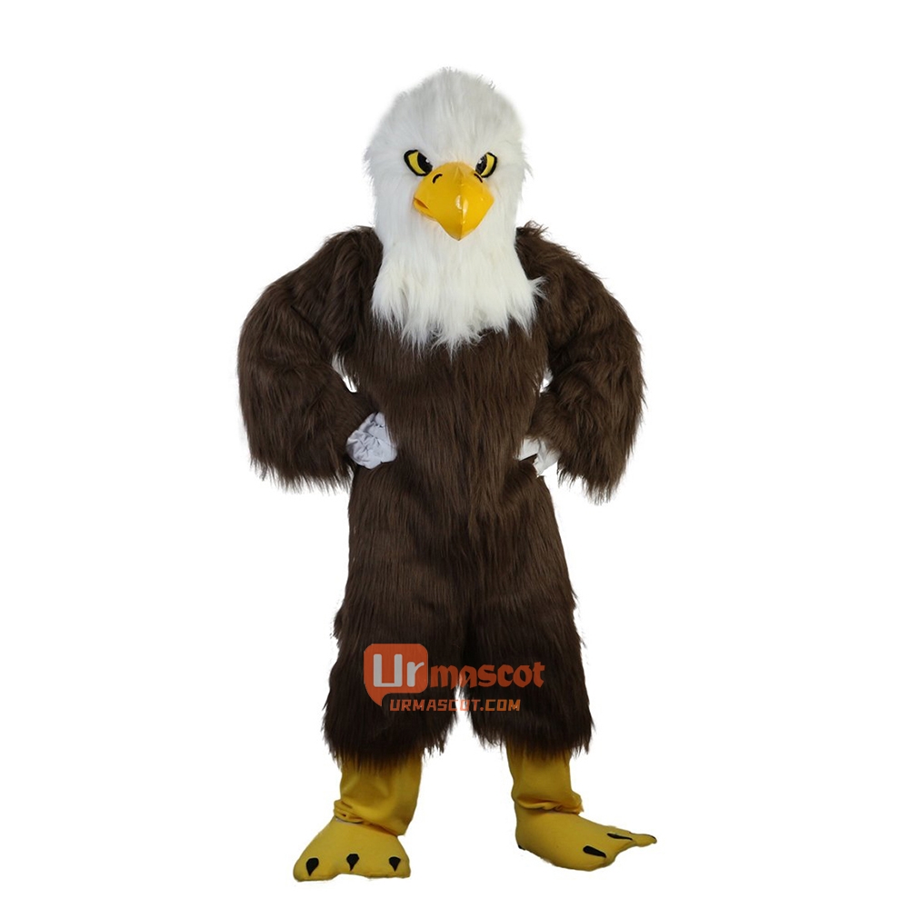White Head Brown Eagle Cartoon Mascot Costume Plush with Mask