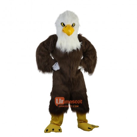 White Head Brown Eagle Cartoon Mascot Costume Plush with Mask