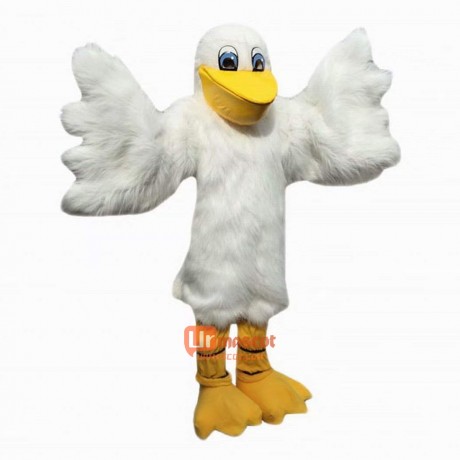 White Pelican Seabird Cartoon Mascot Costume Plush with Mask