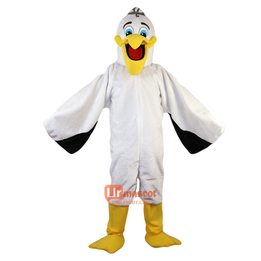 white Pelican Toucan Cartoon Mascot Costume Plush with Mask