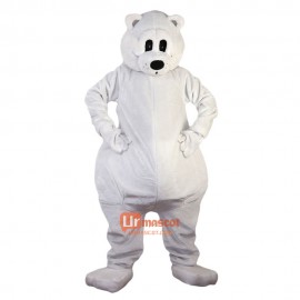 White Polar Bear Cartoon Mascot Costume Plush with Mask