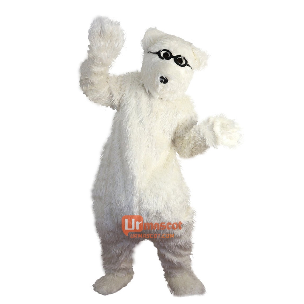 White Polar Bear Cartoon Mascot Costume Plush with Mask