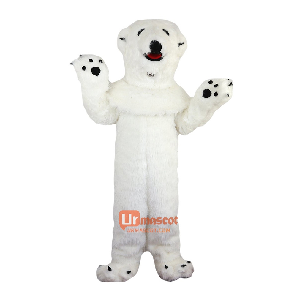 White Polar Bear Cartoon Mascot Costume Plush with Mask