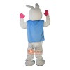 White Rabbit Cartoon Mascot Costume Plush with Mask
