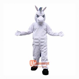 White Unicorn Horse Cartoon Mascot Costume Plush with Mask