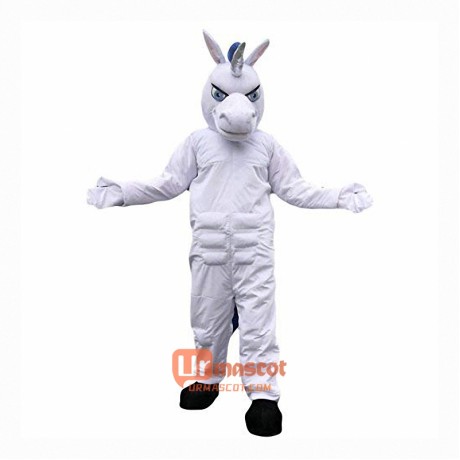 White Unicorn Horse Cartoon Mascot Costume Plush with Mask