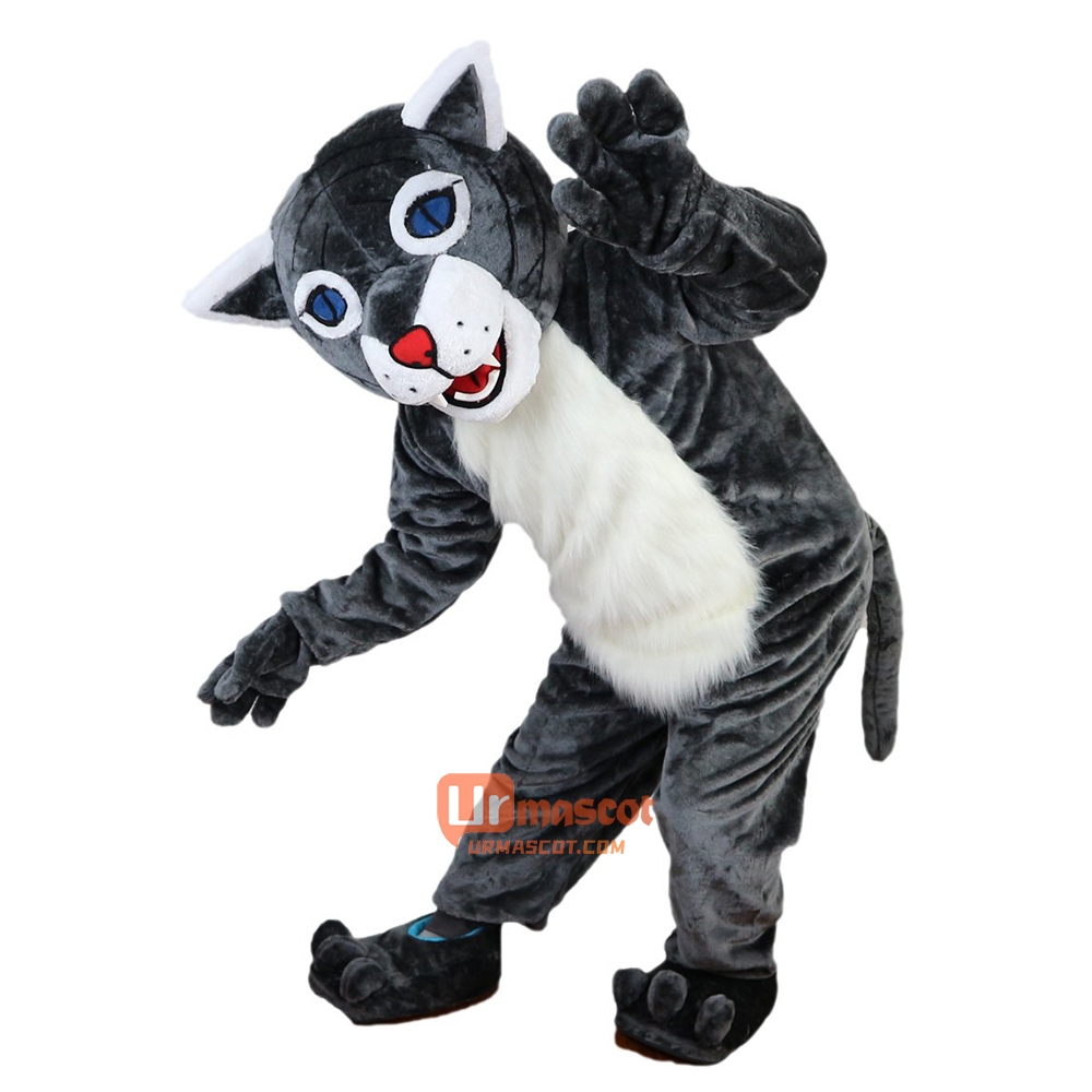 Wildcat Grey Tiger Wolf Cartoon Mascot Costume Plush with Mask
