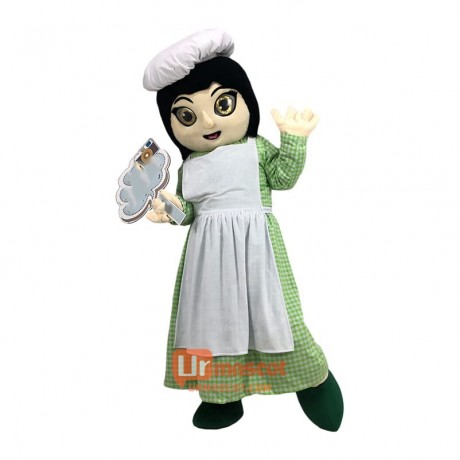 Woman Cook Cartoon Mascot Costume Plush with Mask