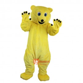 Yellow Bear Cartoon Mascot Costume Plush with Mask