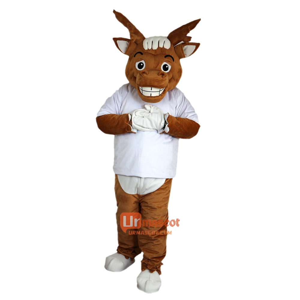Yellow Brown Elk Moose Wapiti Cartoon Mascot Costume Plush with Mask