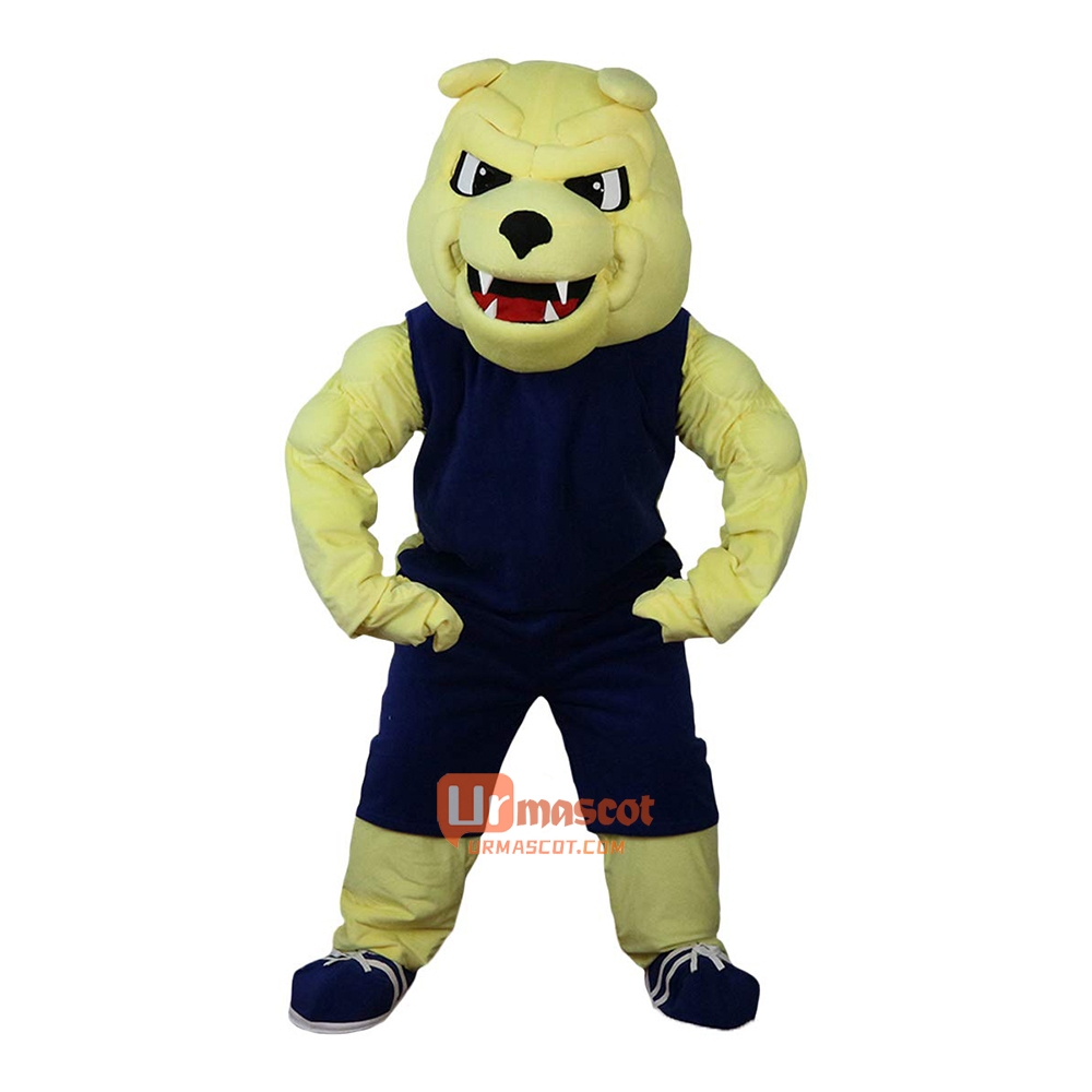 Yellow Bulldog Fierce Dog Vicious Dog Cartoon Mascot Costume Plush with Mask