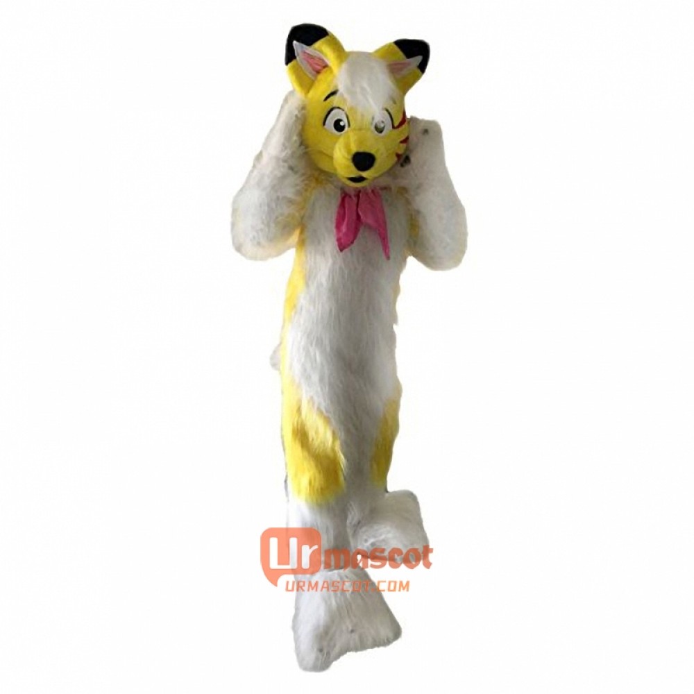 Yellow Fox Dog Husky Cartoon Mascot Costume Plush with Mask